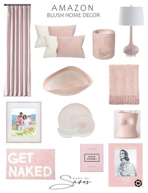 Blush Tones Bedroom, Blush Pink Boho Bedroom, Blush Pink Pillows, Blush Furniture, Blush Pink Curtains, Pink Bedroom Accessories, Pink Coffee Table, Curtains Velvet, Velvet Drapery