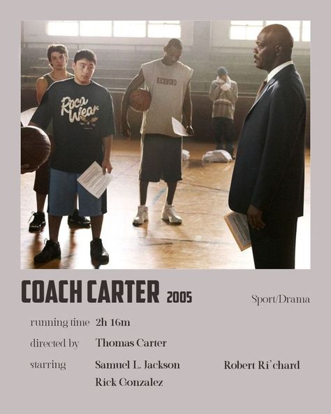 Coach Carter Movie Poster, Rick Gonzalez, Robert Ri'chard, Coach Carter, Black Cinema, Coming Of Age, Favorite Movies, Normcore, Tv Shows