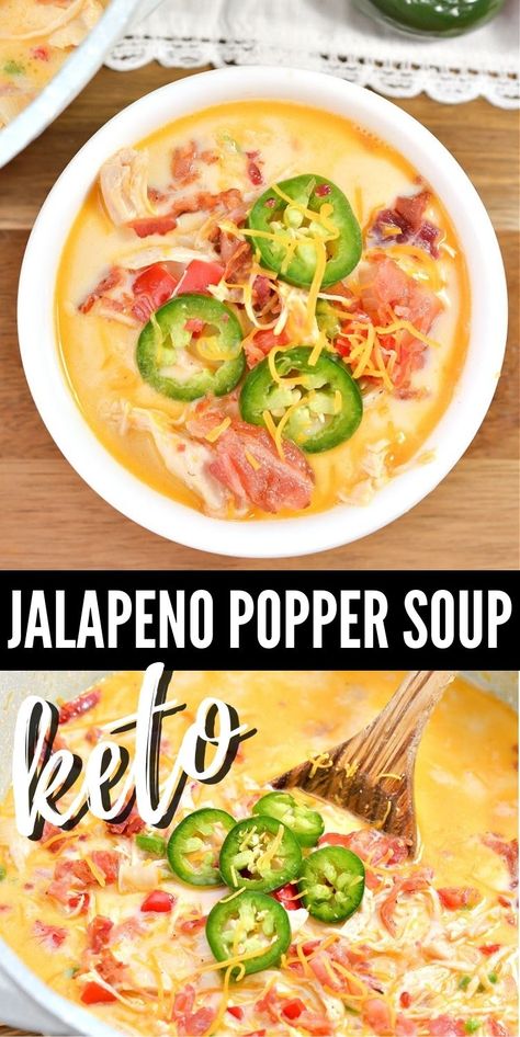 Keto Jalapeno Popper Soup #ketojalapenopoppersoup #jalapenopoppersoup Popper Soup, Chicken Soup Keto, Keto Jalapeno, Soup Keto, Popper Chicken, Jalapeno Popper Chicken, Jalapeño Poppers, Jalapeno Chicken, Boiled Egg Diet Plan