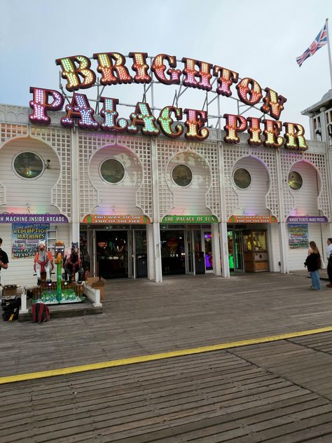 Brighton Palace Pier, Brighton Pier Aesthetic, United Kingdom Aesthetic, Brighton Aesthetic, Hazel Aesthetic, England Vacation, Coaster Projects, Art Folio, Brighton Pier