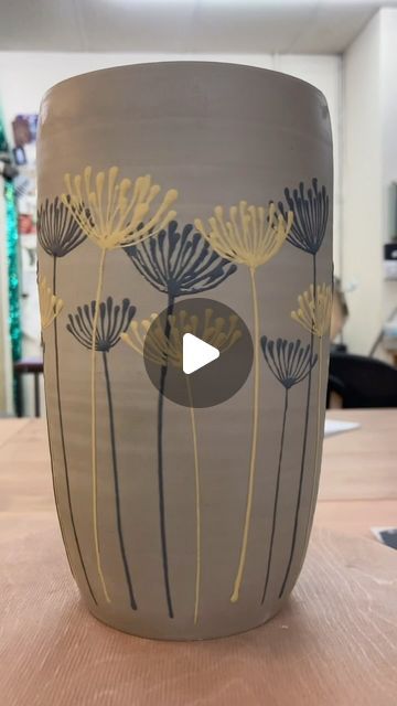 Wendy Calder - Bristol potter | Lots of monoprinting going on in the studio at the moment ☺️ 

New pieces will be coming with me to @celebratingceramics in July. I c... | Instagram Monoprint On Clay, Paint Your Own Pottery Vase, Pottery Painting Techniques, How To Glaze Pottery, Engobe Technique, Pottery Painting Vase, Pottery Decorating Ideas, Ceramic Vase Painting Ideas, Vase Painting Ideas