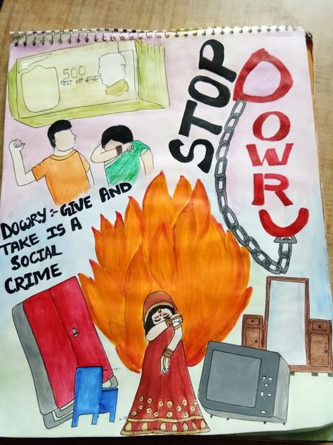 #stop dowry# Stop Dowry Poster, Poster On Dowry System, Dowry System Drawing, Dowry System Poster Drawing, Say No To Dowry Poster, Dowry System Poster, Dowry Poster, Hindi Project, Dowry System