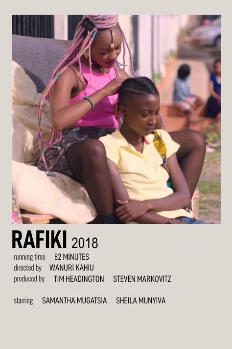 Polaroid with a scene from Rafiki where Ziki is braiding Makena's hair. There's also information about the movie at the bottom like crew, producers, etc. Rafiki Movie, Black Movies To Watch List, Black Movies To Watch, Movie Poster Polaroid, Black Love Movies, Poster Polaroid, Black Movies, Movie Character Posters, Film Recommendations