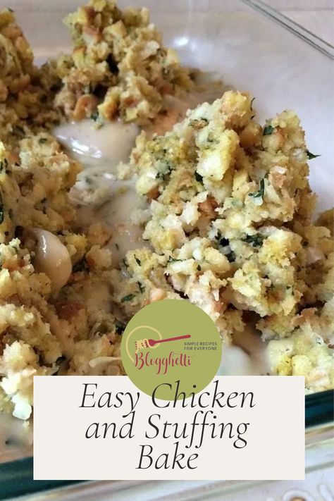 This chicken and stuffing bake is pure comfort food and comes together pretty quickly. It's a meal in itself, but I love to add roasted green beans to the meal. Easy Chicken And Stuffing, Chicken And Stuffing Bake, Stuffing Bake, Chicken And Stuffing, Zesty Chicken, Chicken Green Beans, Homemade Stuffing, Roasted Green Beans, Fall Flavors