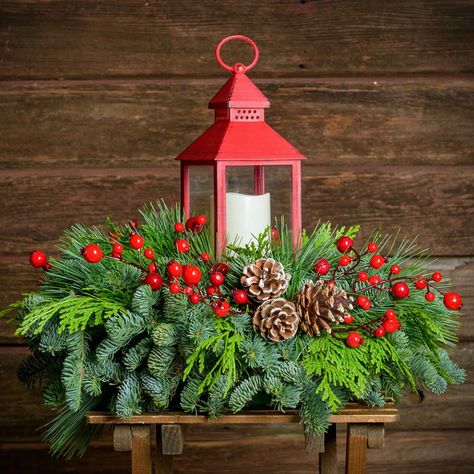 wooden decorative lantern glow - Google Search Christmas Lantern Centerpieces, Frosted Pinecones, Orb Light, Christmas Log, Lantern Centerpieces, Light The Way, Christmas Centerpiece, Red Lantern, Led Lantern