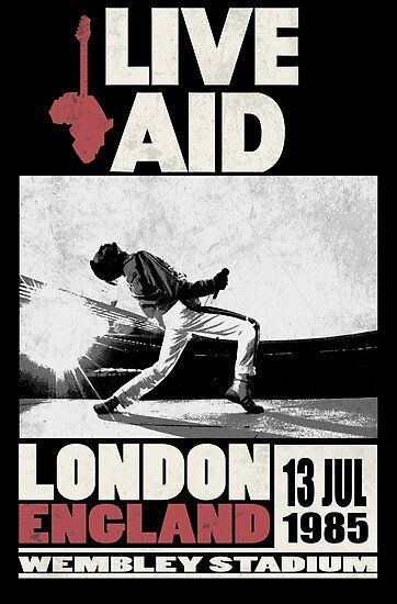 Live Aid, Concert Poster, Freddie Mercury, A Man, Queen, London, Concert, Music, White