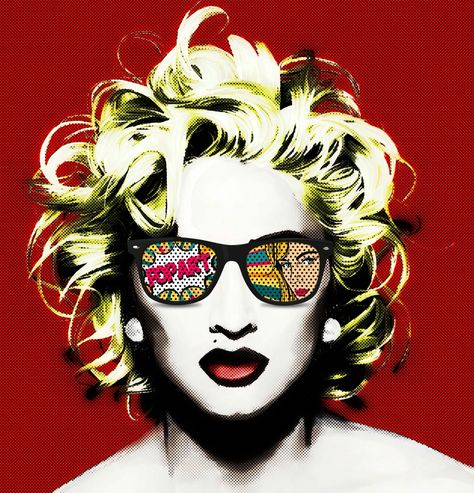 Madonna pop art design // 80's pop music // like a virgin 80s Pop Music, Pop Art Marilyn, Madonna 80s, Madonna Art, Cartoon Artwork, نظارات شمسية, Pop Art Portraits, Canvas Wall Decor, Arte Pop