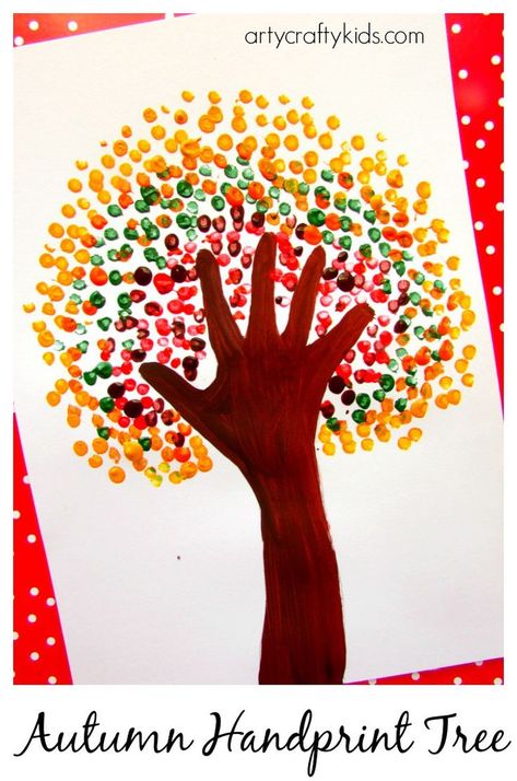 Arty Crafty Kids - Art - Art Ideas for Kids - Autumn Handprint Tree Påskeaktiviteter For Barn, Handprint Tree, Fall Crafts For Kids, Autumn Crafts, Crafty Kids, Childrens Crafts, Thanksgiving Crafts, Fall Kids, Toddler Crafts