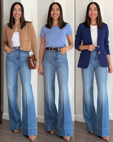 Business Casual Florida Work Outfits, Wide Leg Jeans Outfit, Most Comfortable Jeans, Looks Jeans, Look Jean, Mom Outfit, 2024 Style, Elegante Casual, Casual Work Outfits