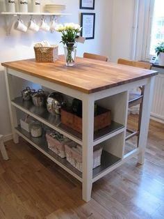 Great Sewing/Craft Table. jwt A kitchen island like the IKEA STENSTORP kitchen island adds style, storage and extra countertop space to any kitchen!. #Kitchen Stenstorp Kitchen Island, Ikea Kitchen Island, Kitchen Island Bar, Kabinet Dapur, Kitchen Island With Seating, Budget Patio, Apartment Patio, Diy Kitchen Island, Island With Seating