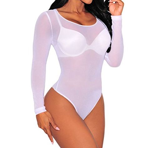 Jumpsuit Collection from Amazon White Mesh Bodysuit, Mesh Turtleneck, Body Noir, Black Bodysuit Longsleeve, Leotard Tops, Long Sleeve Leotard, Leotard Bodysuit, Bodysuit Tops, Bodysuit Jumpsuit