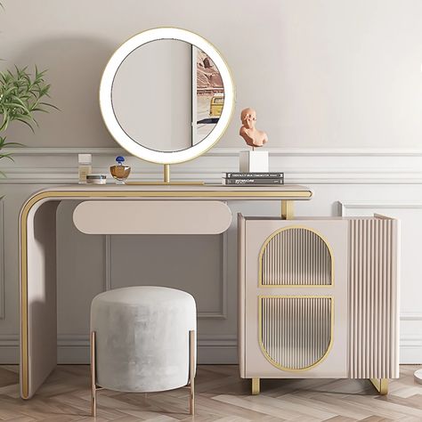 Modern Makeup Vanity Extendable Makeup Vanity with Cabinet Dressing Ta — Tribesigns Modern Dressing Table, Study Table Designs, Dressing Table With Chair, Dressing Table Design, Bedroom Decor Design, غرفة ملابس, Bedroom Furniture Design, Side Cabinet, Home Room Design