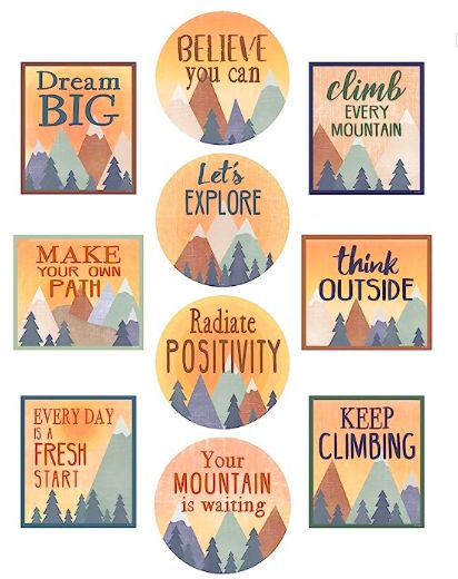 Moving Mountains Positive Sayings Camping Classroom, Moving Mountains, Class Theme, Positive Sayings, Adventure Theme, Mountain Decor, Teacher Created Resources, Camping Theme, Classroom Walls