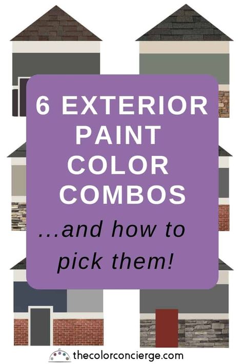 6 Exterior Paint Color Combos (and how to pick them) - Color Concierge Colors To Paint Outside Of House, 2 Color Exterior House Colors, Interior And Exterior Paint Colors, Exterior Painting Colors For House, Happy House Colors Exterior, Pittsburg Paints Farmhouse, Outdoor House Painting Ideas, Picking Exterior House Paint Colors, New Home Exterior Colors