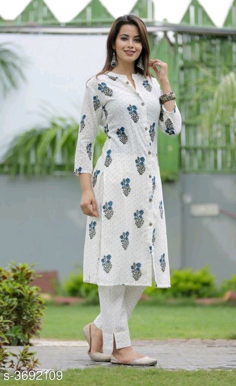 Kurti set:fabric & price.variable free COD whatsapp+919199626046 Kurti And Plazo Set, Simple Kurti And Pant Designs, Kurti Ideas Style Patterns Cotton, Kurti Per Design, Pant Ideas For Kurti, Kurty Pattern New, Designer Pants Pattern, Kurti Patterns Ideas, Plazo Pants With Kurti