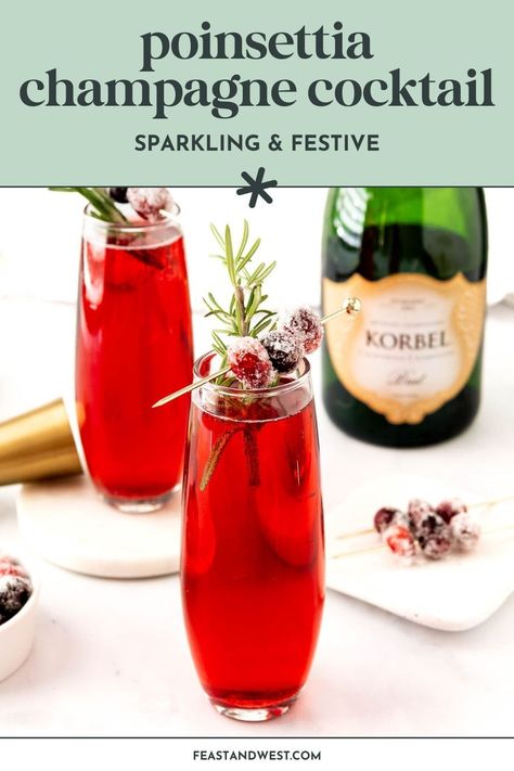 Enjoy a bubbly Poinsettia Drink this holiday season! It is an elegant drink perfect for Thanksgiving, Christmas and New Year's. Poinsettia Drink, Cranberry Champagne Cocktail, Unsweetened Cranberry Juice, Craft Beer Recipes, Christmas Drinks Alcohol, Frozen Drink Recipes, Champagne Recipes Cocktails, Frozen Cocktail Recipes, Sweet Popcorn