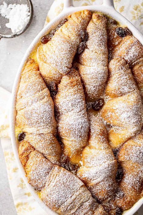 Bread Pudding Recipe With Croissants, Croissant Pudding Recipe, Croissants With Puff Pastry, Croissant Bread Pudding Recipe, Bread Pudding With Croissants, Croissant Pudding, Berry Butter, Croissant Bread Pudding, Bread Pudding Easy