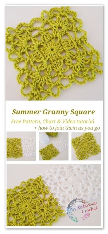 Stitch of the week #22: Summer Granny Square – ByKaterina Summer Granny Square, Granny Square Free Pattern, Granny Square Pattern Free, Hands Embroidery, Sunburst Granny Square, Crochet Coasters Free Pattern, Granny Square Pattern, Crochet Bag Tutorials, Fashion Crochet