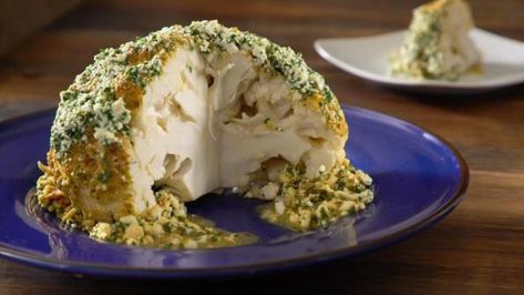 Recipe: Whole Roasted Cauliflower with Feta and Greek Honey | KCET Whole Roasted Cauliflower With Feta And Greek Honey, Diana Kochilas Recipes, Whole Roasted Cauliflower With Feta, Roasted Cauliflower With Feta, Diane Kochilas, Greek Vegetables, Longevity Recipes, Roasted Cauliflower Recipes, Whole Roasted Cauliflower