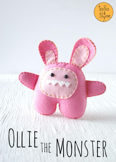 Kawaii Felt, Felt Monster, Monster Pattern, Baby Mobil, Softie Pattern, Felt Crafts Patterns, Felt Patterns, Diy Creative Crafts, Felt Dolls