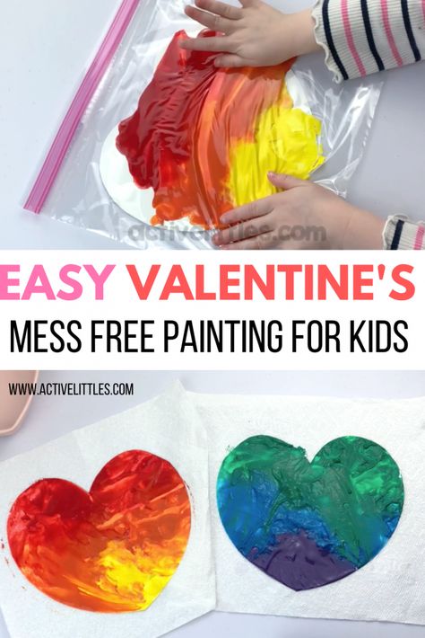 Valentines Toddler Activities, Kids Painting Activities, Preschool Valentines Activities, Preschool Valentine Crafts, Toddler Valentine Crafts, Mess Free Painting, For Birthday Card, Art Invitations, Card For Birthday