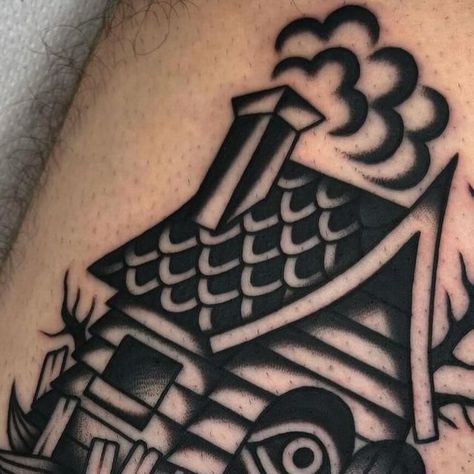 Arturo Ledesma on Instagram: "Baba Yaga House 🖤🏠   This one’s on the back of the thigh for a tough dude. Thank you Tommy for the fun idea. I’ve always wanted to tattoo one of these 🤝🏼  Currently booking available up days in September and October. Email arturoledesma.tattoo@gmail.com for appointments 📬❤️  #traditionaltattoo#tradpost#blackworktattoo#blacktraditionaltattoo#allblacktattoos#babayagatattoo#legtattoos#russianfolklore#babayagatattoo#babayagahouse#elcentro#imperialvalley#yuma#sandiego#oldtimestattoo#tatturo_" Baba Yaga Tattoo, Baba Yaga House, Days In September, Booking Available, Baba Yaga, Home Tattoo, Traditional Tattoo, Art Tattoo, Tattoos