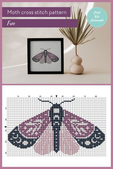 Moth Cross Stitch, Cross Stitch Pattern Free, Butterfly Cross Stitch Pattern, Pola Kotak, Beautiful Cross Stitch Pattern, Butterfly Cross Stitch, Cat Cross Stitch Pattern, Cross Stitch Tree, Stitch Pictures