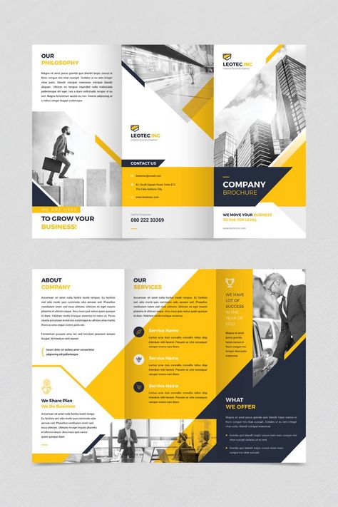 In the year of 2022, business is more complicateed from before. If you want to intoduce your business or agency to the corporate world. You must need to have promotional brochure. This is an amazing corporate trifold brochure template to attract your clients. You can use this template for your business promotion. All fonts, shapes, and other elements are very easy to customize. Corporate Trifold Brochure Design, Company Brochure Design, Leaflet Template, Brochure Design Layouts, Brochure Trifold, Brochure Design Creative, Marketing Presentation, Professional Brochure, Trifold Brochure Design