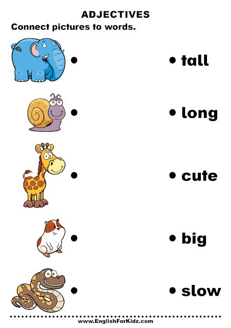 Printable adjective matching worksheet Adjectives Worksheet For Kindergarten, Worksheet English For Kindergarten, English For Beginners For Kids, Ukg Worksheets English, Description Prompts, Basic English For Kids, Adjectives For Kids, Esl Worksheets For Beginners, Match Worksheet