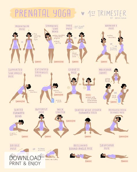 16 Prenatal Yoga Poses for the First Trimester Yoga First Trimester, Pregnancy Exercise First Trimester, Pregnant Yoga, Yoga For Pregnant Women, Prenatal Yoga Poses, First Trimester Pregnancy, Yoga Prenatal, 25 Weeks Pregnant, Fertility Yoga