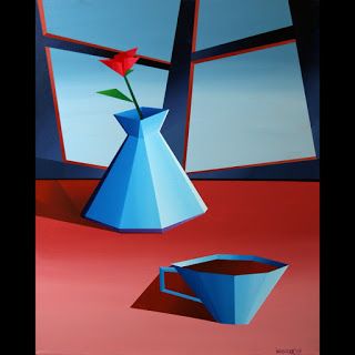 Mark Webster Flower In Vase, Mark Adam, Blue Vases, Geometric Vases, Daily Painters, Acrylic Artwork, Daily Painting, Art Lesson Plans, Contemporary Modern Art