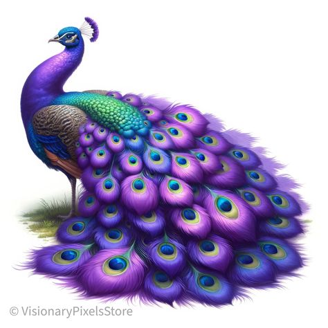 Peacock With Purple Feathers Digital Art Download AI Artwork - Etsy Peacock Drawing With Colour, Peacock Drawing, Purple Feathers, Peacock Wall Art, Purple Peacock, Frog Decor, Purple Feather, Tattoo Cover-up, Beautiful Rangoli Designs