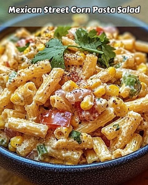 Recipes Eaters | Mexican Street Corn Pasta Salad | Facebook Pasta Salad With Tomatoes, Zesty Pasta Salad, Mexican Street Corn Pasta Salad, Mexican Street Corn Pasta, Street Corn Pasta Salad, Street Corn Pasta, Corn Pasta Salad, Salad With Tomatoes, Corn Pasta