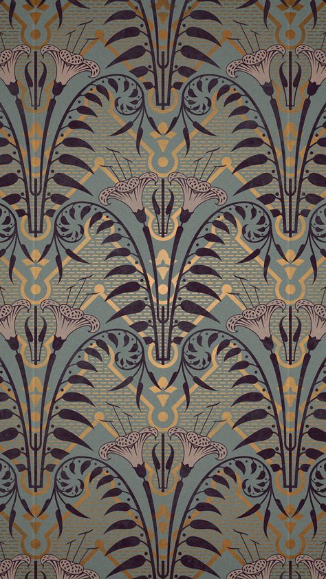 Art Nouveau Empapelado                                                       …                                                                                                                                                                                 Más Bedroom Art Nouveau, Foyer Wallpaper, Art Nouveau Wallpaper, Haunted Mansion Wallpaper, Motifs Art Nouveau, Design Art Nouveau, Deco Wallpaper, Collage Kunst, Art Nouveau Pattern