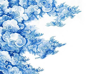 Vintage drawing Chinese art styled accessories accessory graphics. | free image by rawpixel.com Chinoiserie Graphic Design, Chinese Cloud Drawing, Chinese Clouds Art, Chinese Blue Aesthetic, Gold And Blue Aesthetic, Chinese Cloud Pattern, Bf Outfits, Chinese Clouds, Chinese Porcelain Pattern