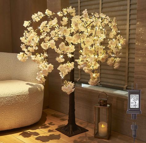 Outdoor Home Wedding, String Lights Inside, Artificial Cherry Blossom Tree, Christmas Tree Store, Weeping Cherry Tree, Light Up Tree, Modern Centerpieces, Twig Tree, Tree Centerpieces