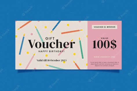 Premium Vector | Hand drawn birthday gift voucher design Discount Card Design Ideas, Voucher Design Coupon, Voucher Design Ideas, Birthday Graphic Design, Birthday Gift Voucher, Gift Certificate Design, Birthday Voucher, Voucher Card, Gift Voucher Design