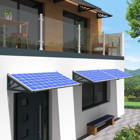 The solar awning - MITJAVILA Solar Panel Awning Ideas, Solar Panel Awning, Pergola With Solar Panels, Solar Design Ideas, Solar Panel Roof Design House, Solar Panel Pergola, Solar Awning, Solar Panel Roof Design, Solar Pergola