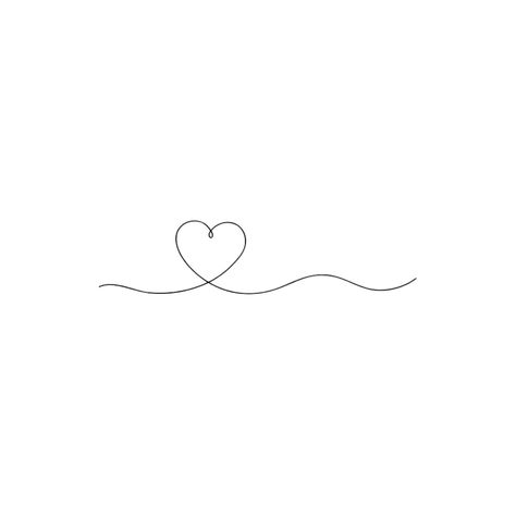 Continuous Heart Tattoo, Continuous Line Heart Tattoo, Heart Line Tattoo Design, One Line Heart Tattoo, Delicate Heart Tattoo, Sweet Tattoos For Women, Pure Heart Tattoo, Line Tattoo Heart, Fineline Heart Tattoo