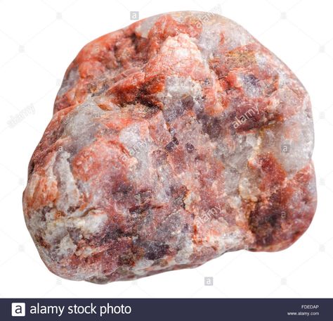 pebble from pegmatite rock (quartz, feldspar, orthoclase) natural mineral stone isolated on white background Stock Photo Geology Rocks Mineral, Rock Identification, Rocks And Fossils, Geology Rocks, Metamorphic Rocks, Rock Minerals, Mineral Stone, Rock On, Minerals And Gemstones