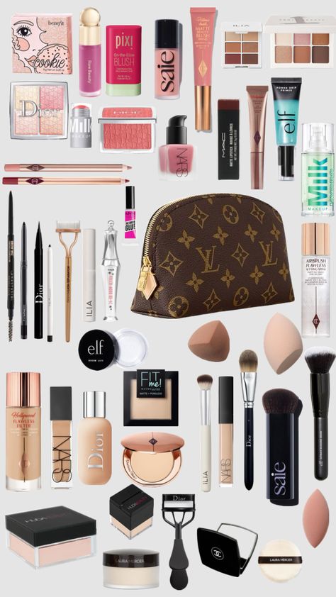 #preppy #makeupbag #makeup #nars #charlottetilbury #rarebeauty #dior Makeup Beauty Room, Evening Eye Makeup, Shuffles Preppy, Expensive Makeup, Makeup Accesories, Eye Makeup Pictures, Eye Makeup Designs, Evening Makeup, Best Friend Jewelry