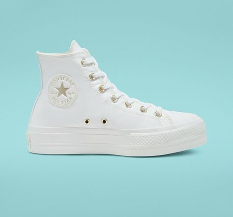 Mode Converse, Platform Chucks, Shoe Converse, Womens High Top Shoes, Converse Womens, Gold Platforms, Baseball Shoes, Platform Converse, Indie Jewelry