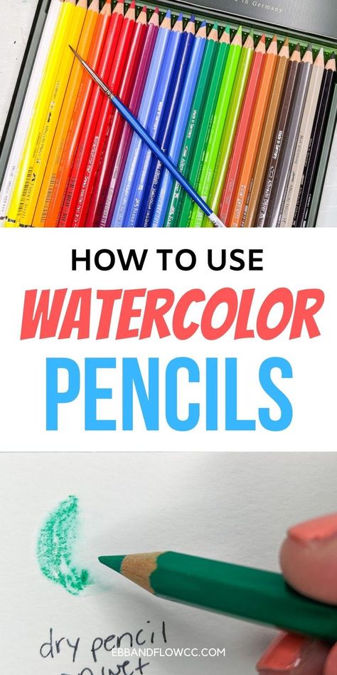 Watercolour Pictures, Using Watercolor Pencils, Watercolor Pencils Techniques, Watercolor Pencil Art, Paintings Tutorials, Pencil Techniques, Learn Watercolor Painting, Water Color Pencil, Frida Art