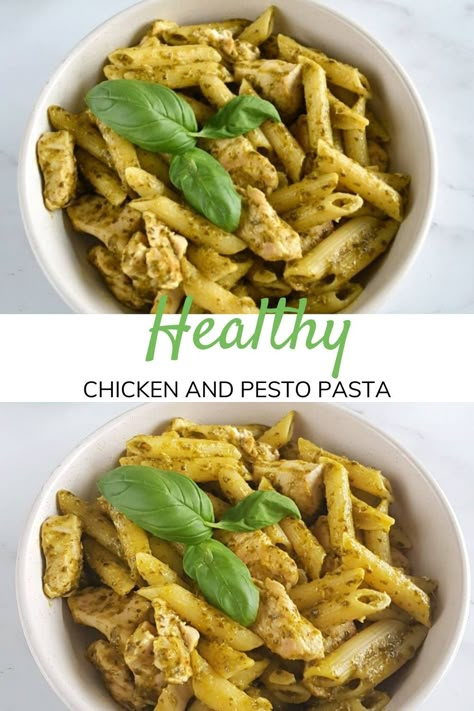 Low Calorie Chicken Pesto Pasta, Pesto Chicken Tacos, Low Calorie Pesto Chicken, High Protein Chicken Pesto Pasta, Meal Prep Healthy Pasta, Low Cal Pesto Pasta, Chicken Pesto Pasta Recipes Healthy, Pesto Chicken Recipes Healthy, Low Calorie Pesto Pasta