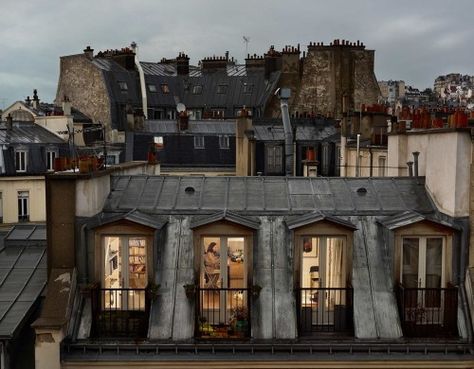 // Rooftop Apartment in Paris. Paris Neighborhoods, Art Parisien, Paris Rooftops, Paris View, French Aesthetic, Paris Apartment, Paris Photo, Paris Apartments, Through The Window