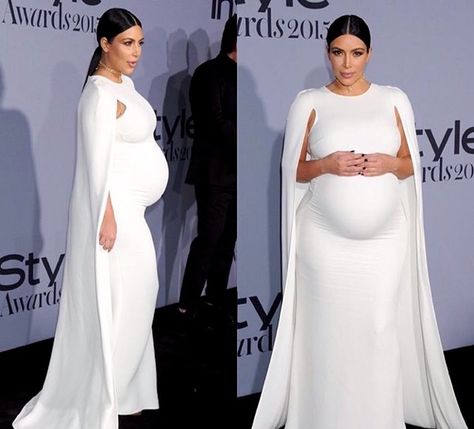 White Dinner Dress, Tswana Wedding, Kardashian Style Casual, Kardashian Pregnant, Maternity Fits, Pregnant Celebrity, Belly Pictures, Pregnant Clothes, Pregnancy Dresses