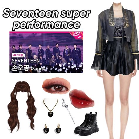 Seventeen super performance (1/3) Seventeen Performance Outfits, Maestro Seventeen Inspired Outfit, Seventeen Concert Outfit, Seventeen Performance, Seventeen Super, Svt Concert, Seventeen Concert, Concert Makeup, Kpop Concert Outfit