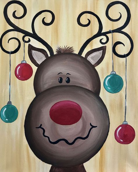 Christmas Window Painting, Painting Parties, Christmas Canvas Art, Christmas Paintings On Canvas, Christmas Rock, Holiday Painting, Soyut Sanat Tabloları, Canvas Painting Diy, Canvas Easy