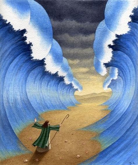 The Red Sea Craft - Moses parted the Red Sea for the Israelites to escape Pharaoh's armies. Description from pinterest.com. I searched for this on bing.com/images Moses Red Sea, Parting The Red Sea, Sea Drawing, Bible Drawing, Whale Painting, Sea Illustration, Chalkboard Drawings, Bible Illustrations, The Red Sea