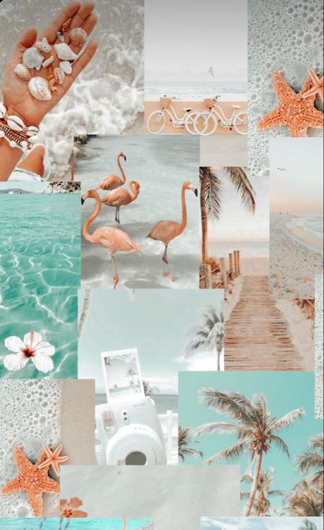 Cute Backrounds, Preppy Aesthetic Wallpaper, Beachy Wallpaper, Summer Beach Wallpaper, Helloween Wallpaper, Iphone Wallpaper Preppy, Cute Images For Wallpaper, Beach Wall Collage, Foto Disney